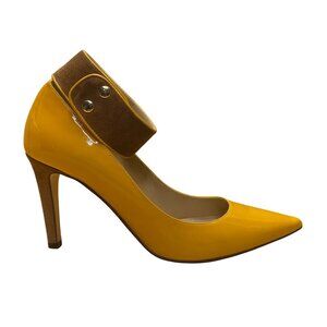 J. Renee Women’s Yellow Patent & Suede Ankle Strap Pointed Marli Heels Size 9.5M